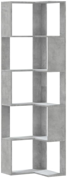 vidaXL Eck-Bücherregal 5 Böden Betongrau 50x50x179 cm Holzwerkstoff 852585