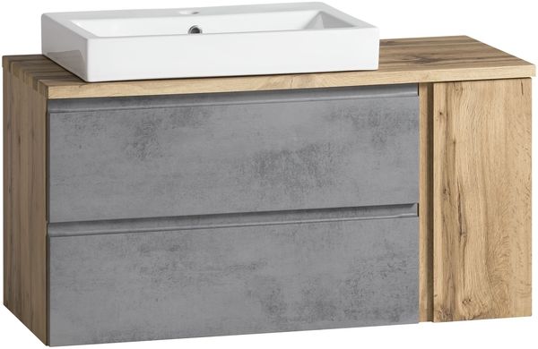 Waschtisch >Paris< in grau, Wotaneiche, MDF - 105x65,5x47cm (BxHxT)