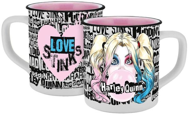 Geda Labels GmbH Tasse Harley Quinn Emaille-Optik, 1-tlg, Keramik, Weiß, 400ml, spülmaschinengeeignet