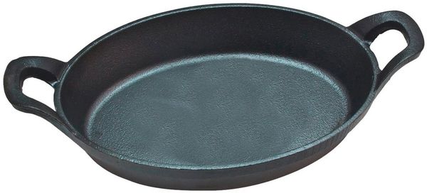 Bratpfanne Gusseisen-Pfanne ROSSO, Schwarz, B 22 cm, T 15 cm, Gusseisen, mit 2 Griffen