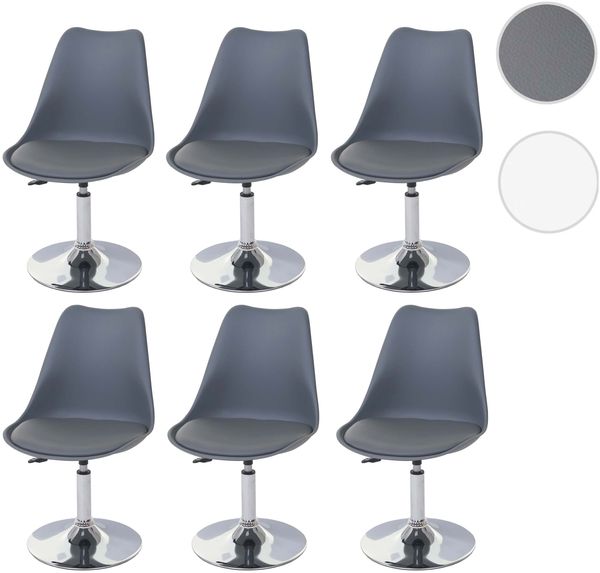 6er-Set Esszimmerstuhl Malmö T501, Stuhl Küchenstuhl, höhenverstellbar drehbar, Kunstleder ~ dunkelgrau, Chromfuß Bild 8