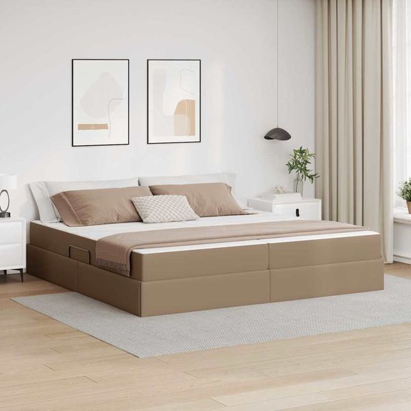 vidaXL Aufbewahrungsbett mit Matratze 2 pcs Cappuccino Leder 3399627