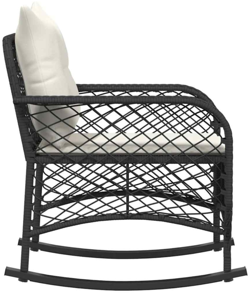 vidaXL Garten-Schaukelstuhl mit Kissen Schwarz Poly Rattan 4104193 Bild 4