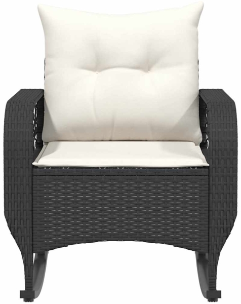 vidaXL Garten-Schaukelstuhl mit Kissen Schwarz Poly Rattan 4104193 Bild 3