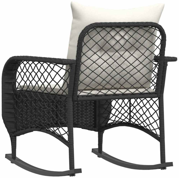 vidaXL Garten-Schaukelstuhl mit Kissen Schwarz Poly Rattan 4104193 Bild 5