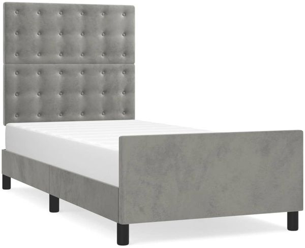 Einzelbettgestell Design für Erwachsene ohne Matratze Hellgrau 90x190 cm Samt d5001e