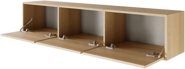 Selsey 'Framme' hängendes TV-Board mit drei Klappen, Holzoptik Eiche, 150 cm Bild 6