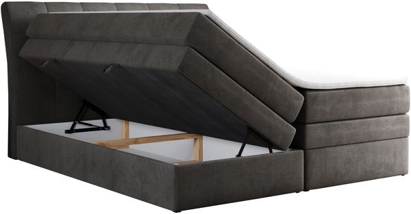 Boxspringbett, Stauraumbett, Bett mit Multipocket-Matratze und Topper - GOLD-10-KING - 160x200cm - Dunkelgrau Velours - H4 Bild 4