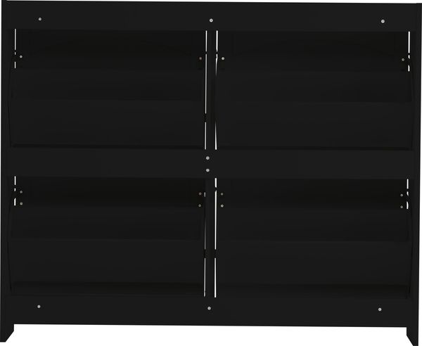 Schuhschrank B110 x T24 x H90 cm, schwarz, mit 4 Klappenfächern und verstellbaren Einlegeböden Bild 10