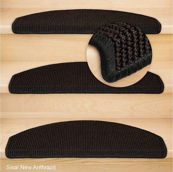 Metzker® Stufenmatte Stufenmatten Sisal New Halbrund Anthrazit 14 Stück, halbrund, Höhe: 6 mm, Naturprodukt