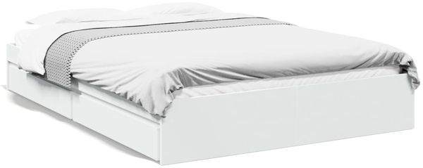 Doppelbett, Bettgestell Modernen mit Schubladen Weiß 160x200 cm Holzwerkstoff d1668e