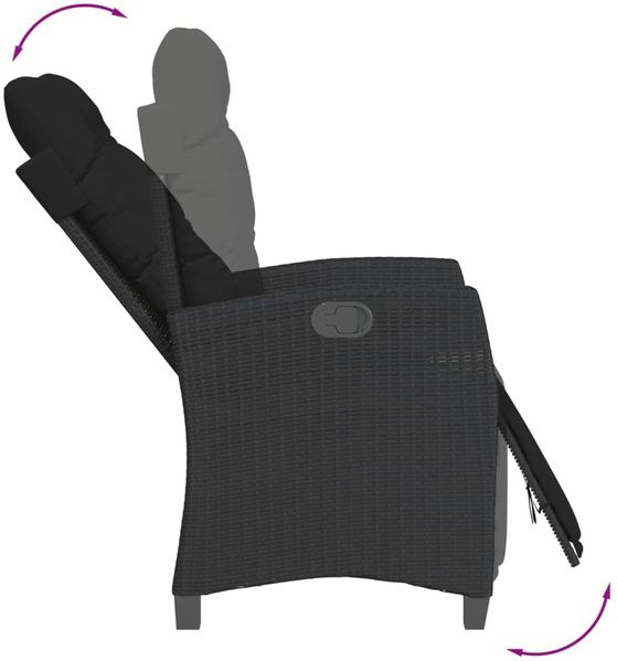 vidaXL 7-tlg. Garten-Essgruppe mit Kissen Schwarz Poly Rattan 3212909 Bild 4