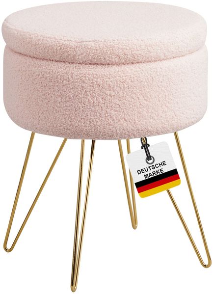 Albatros Hocker mit Stauraum Cannes Sitzhocker mit Stauraum, Modernes Design, Edler Sherpa-Bezug Sitztruhe Sitzbank mit Stauraum optimal als Fußhocker Hocker Schminktisch, Rosa