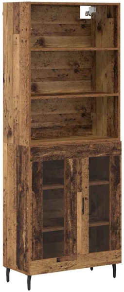 vidaXL Highboard Altholz 69,5 x 34 x 180 cm Engineered Wood und Glas 3403177