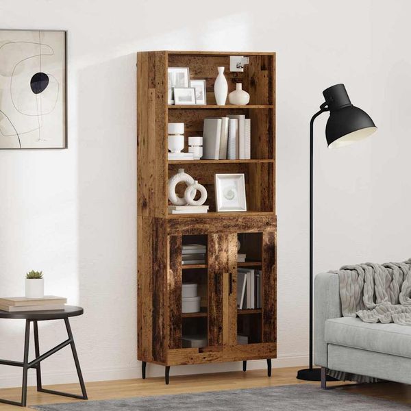 vidaXL Highboard Altholz 69,5 x 34 x 180 cm Engineered Wood und Glas 3403177