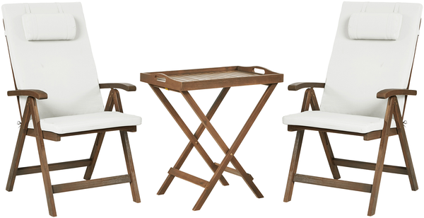Bistro Set AMANTEA PREMIUM Akazienholz Cremeweiß