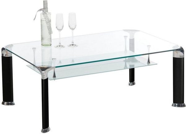 Stella Trading 'Alberto' mit Ablage, Couchtisch Glas/ Metall schwarz, 100 x 42 x 60 cm