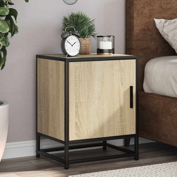 vidaXL Nachttische 2 Stk. Sonoma-Eiche 40x31x50cm Holzwerkstoff Metall 848712