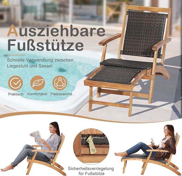 KOMFOTTEU Gartenstuhl mit Beistelltisch (Set), klappbar Bild 3