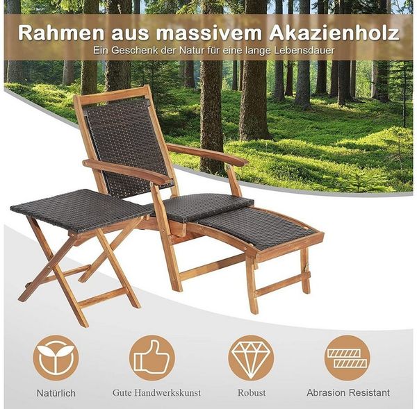 KOMFOTTEU Gartenstuhl mit Beistelltisch (Set), klappbar Bild 4