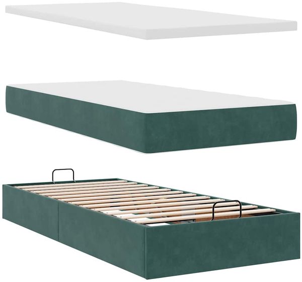 vidaXL Ottoman-Bett mit Matratze Dunkelgrün 80x200 cm Samt 3311882 Bild 8