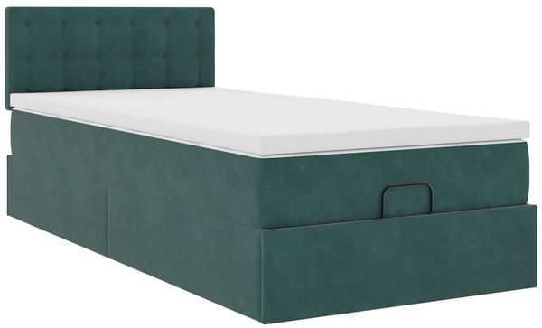 vidaXL Ottoman-Bett mit Matratze Dunkelgrün 80x200 cm Samt 3311882 Bild 6