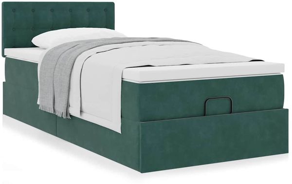 vidaXL Ottoman-Bett mit Matratze Dunkelgrün 80x200 cm Samt 3311882 Bild 4