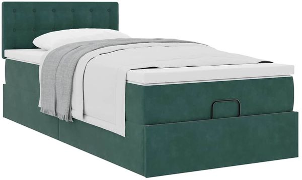 vidaXL Ottoman-Bett mit Matratze Dunkelgrün 80x200 cm Samt 3311882 Bild 5