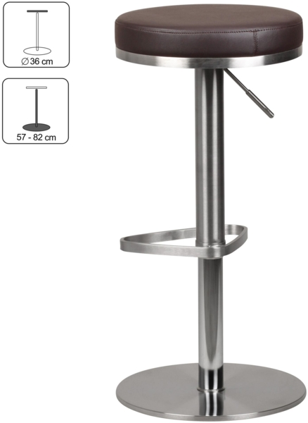 Wohnling Barhocker Edelstahl höhenverstellbare Sitzhöhe 57 - 82 cm braun Bild 6