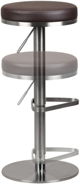 Wohnling Barhocker Edelstahl höhenverstellbare Sitzhöhe 57 - 82 cm braun Bild 4