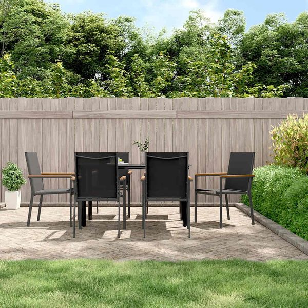vidaXL 7-tlg. Garten-Essgruppe Schwarz Textilene und Stahl 3187044