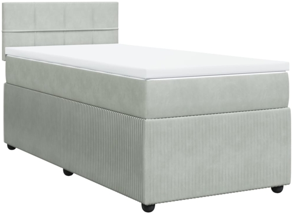 vidaXL Boxspringbett mit Matratze Hellgrau 100x200 cm Samt 3287662