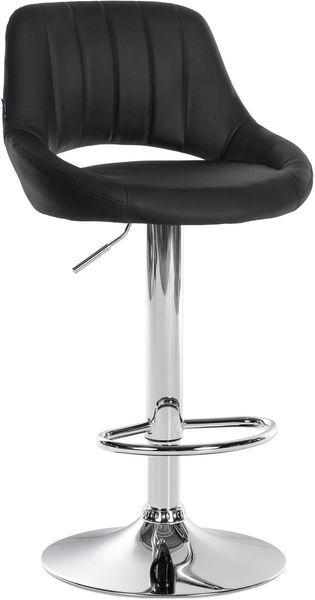 Barhocker SEGAD - Kunstleder Schwarz 47x48x85 cm Silber | Barstuhl Höhenverstellbar Mit Lehne Drehbar Tresenhocker Tresenstuhl Kneipenhocker