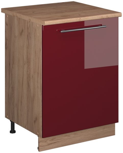 Spülenunterschrank Fame-Line Bordeaux Hochglanz/Goldkraft Eiche 60 cm Vicco