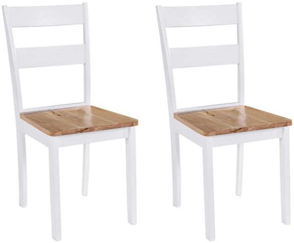 vidaXL Esszimmerstühle 2 Stk. Weiß Massivholz Gummibaum 245368
