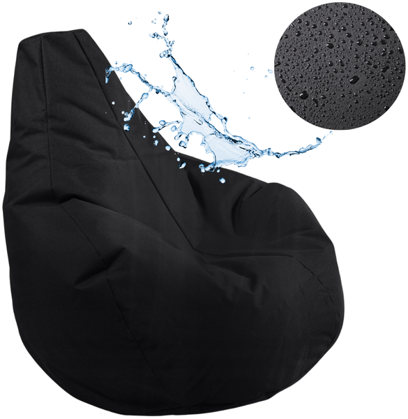 AD. CON Outdoor Gamer Sitzsack mit ECO Füllung Puff Relax-Sessel Sitzkissen Bodenkissen Bean Bag 100x90x95cm 225L Schwarz