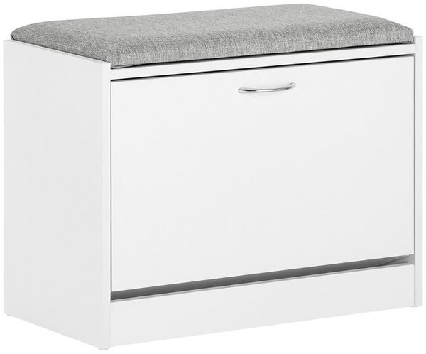 SoBuy FSR16-HG Schuhbank, Spanplatte, Melamin, Weiß, 60 x 46 x 30 cm