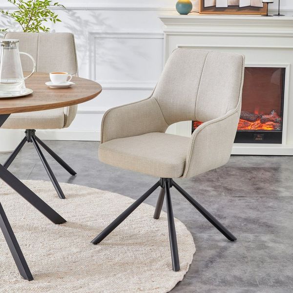 Home affaire Drehstuhl BELLEVILLE, 2er Set, mit Metallgestell in matt schwarz (Set, 2 St), in verschiedenen Farben, Belsatbarkeit pro Stuhl 120 kg, 360° drehbar