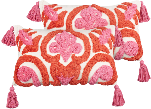 Kissen 2er Set Geometrisches Muster FRAKSINUS Baumwolle 30 x 50 cm Rosa