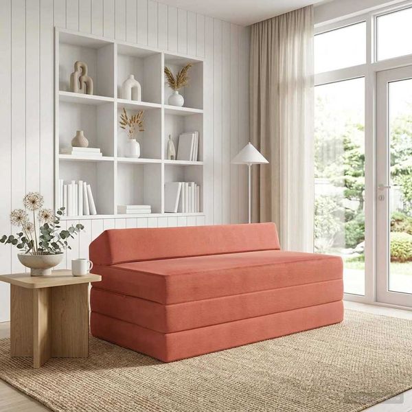 vidaXL Klappsofa Bett Rot-Orange 120 x 60 x 49 cm Stoff 900050
