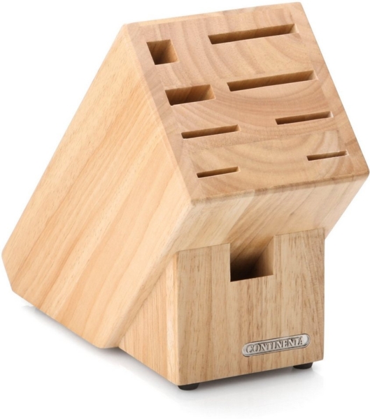 Continenta Messerblock, mit Scherenschlitz, Holzmesserblock, Messer Block, Messerhalterung, Gummibaumholz, 30514