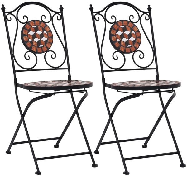 vidaXL Bistrostühle Mosaik 2 Stk. Keramik Braun 46714