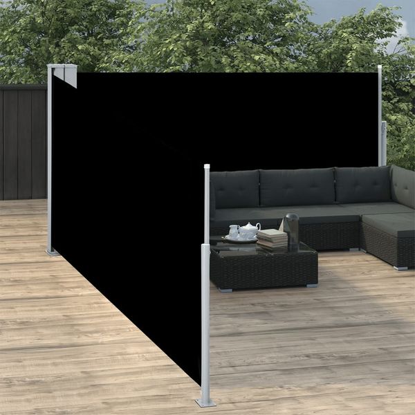 vidaXL Ausziehbare Seitenmarkise Schwarz 100 x 1000 cm 48472