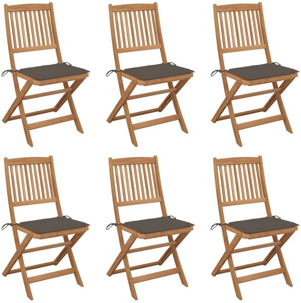 vidaXL Klappbare Gartenstühle 6 Stk. mit Kissen Massivholz Akazie 3065496