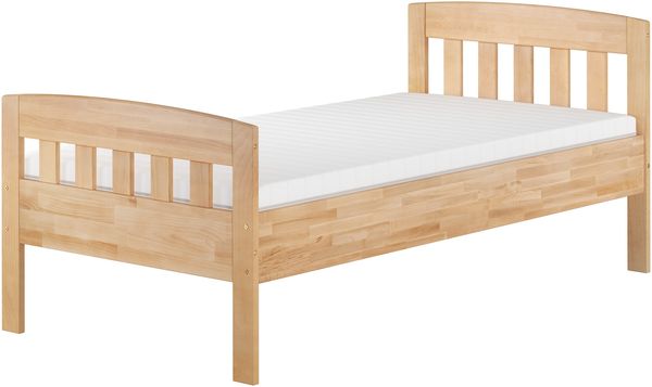 Stabiles Buchen-Einzelbett Seniorenbett in zeitlosem Stil 100x200 mit wählbarem Zubehör V-60.76-10Rollrost und Matratze inkl.