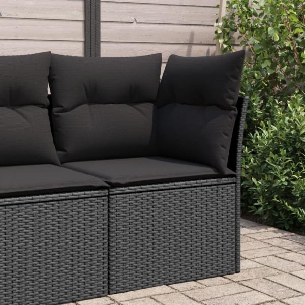 vidaXL Gartensofa-Ecke mit Kissen Schwarz Poly Rattan 365962