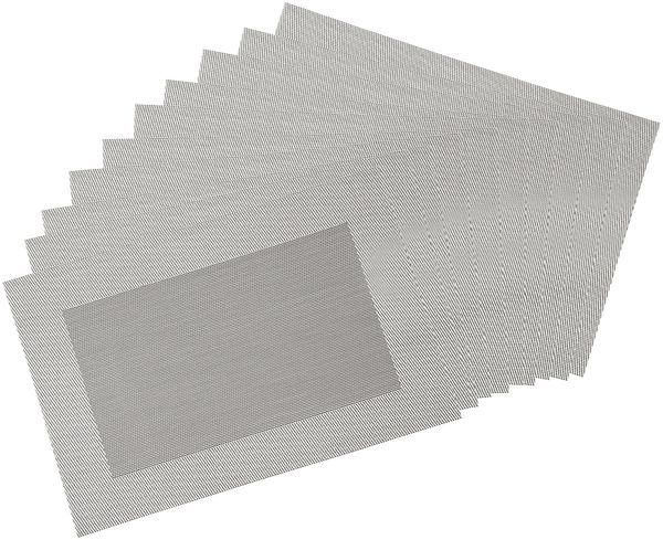 10 Platzsets aus Kunststoff, Silber mit Rand - 43 x 29 cm