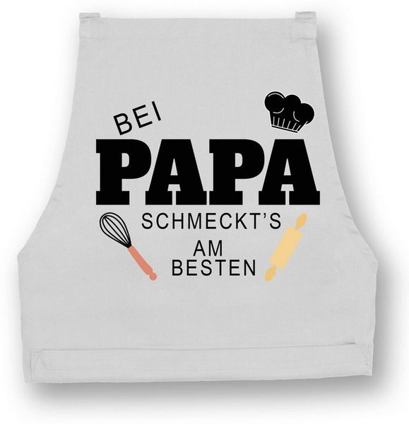 Youth Designz Grillschürze Herren Schürze Bei Papa Schmeckt es am besten Print Kochschürze, mit lustigem Spruch & Logo Aufdruck