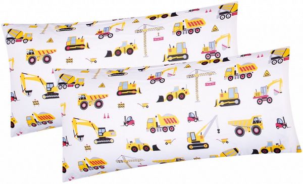 Heubergshop Kissenbezug, (2 Stück), 2er Set 40x80cm Bagger Baufahrzeuge Kräne Kinder (EW-Bagger-40x80)