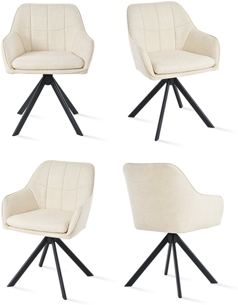 GOEURVANT 1437 Esszimmerstühle 4er-Set, 360° Drehbar, Chenille - Creme